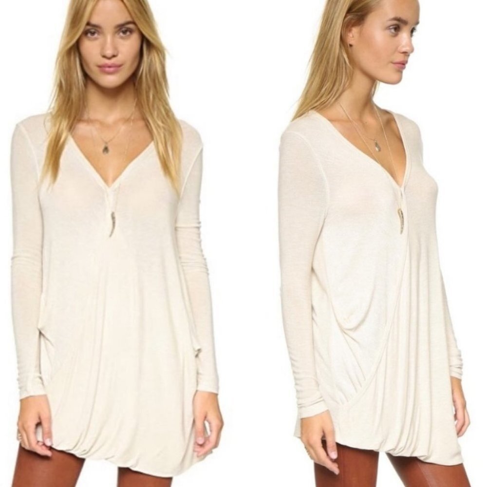 Free People Almond Miss Rose Tunic Blouse Size Small Sweater Top Long Sleeve Tee